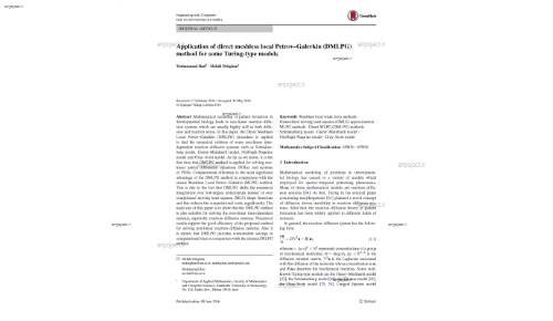 Application of direct meshless local Petrov–Galerkin (DMLPG) method for some Turing‑type models